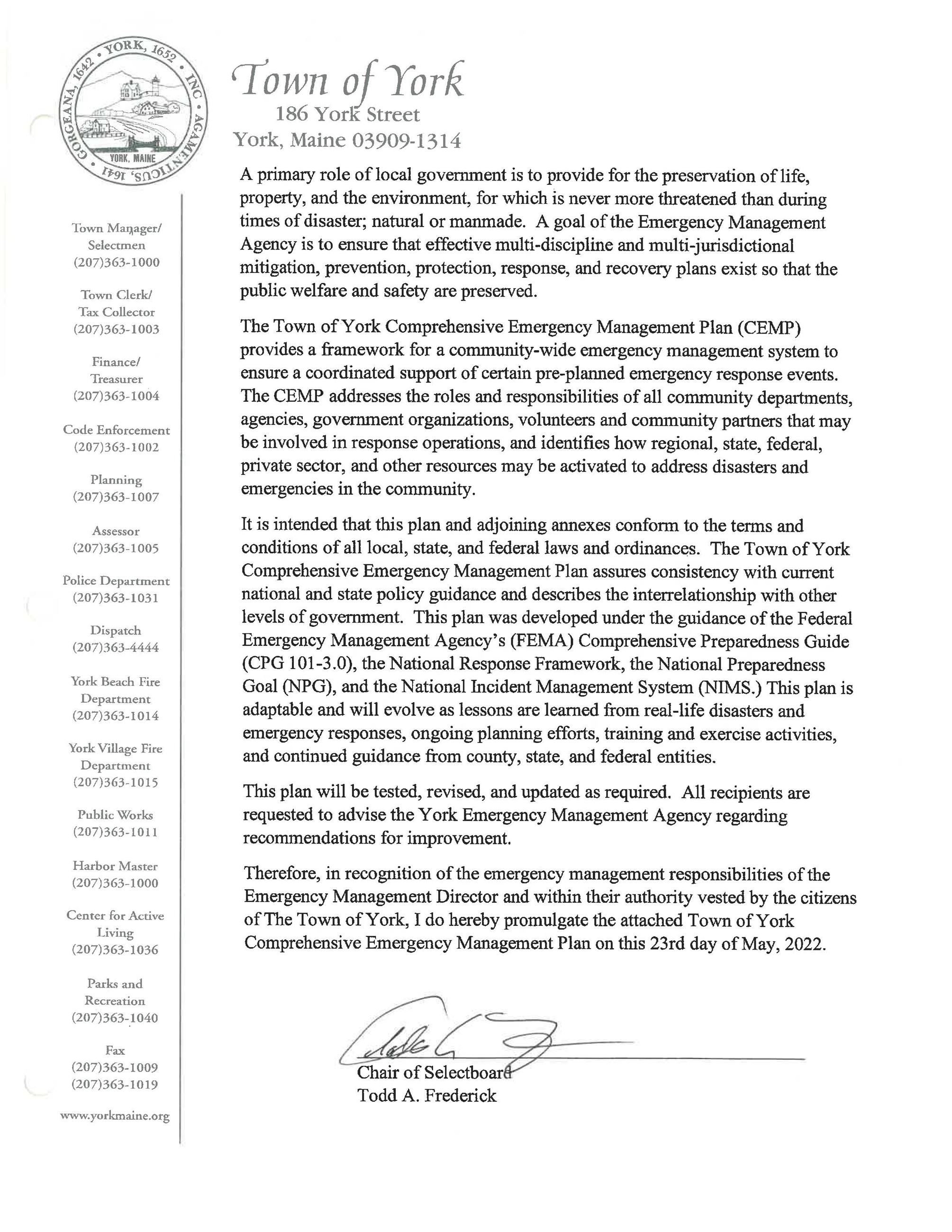 Promulgation Statement