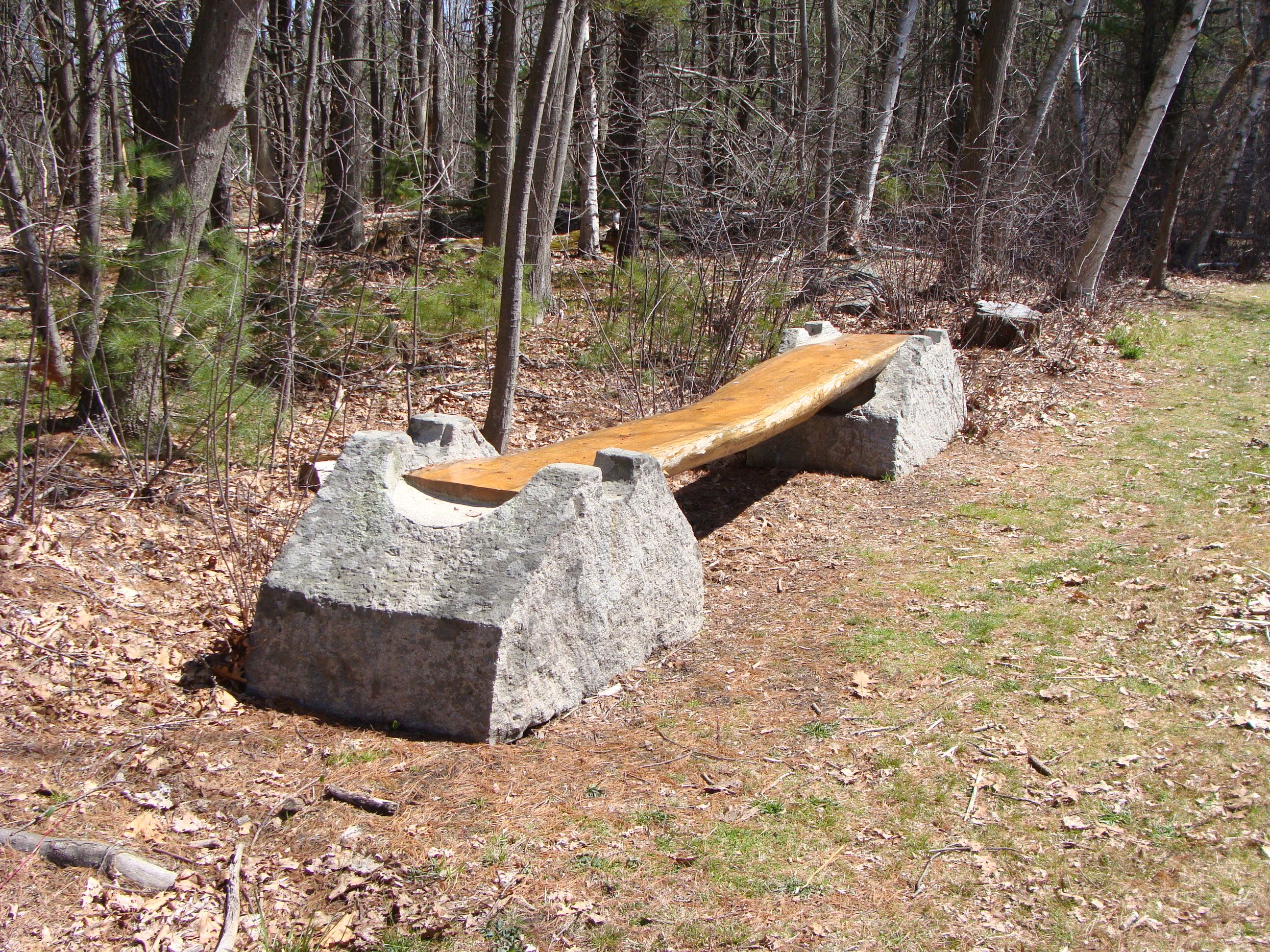 Two granite cannon mounts